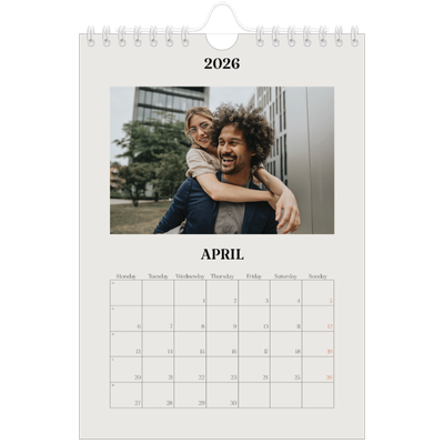 A5 Photo Calendar — Simple ivory [April]