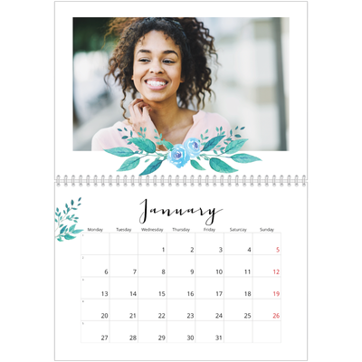 A4 Double Photo Calendar — Flower illustrations [January]
