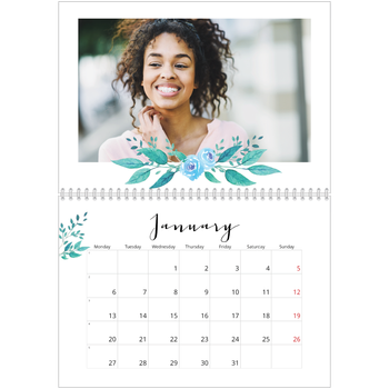 A4 Double Photo Calendar — Flower illustrations