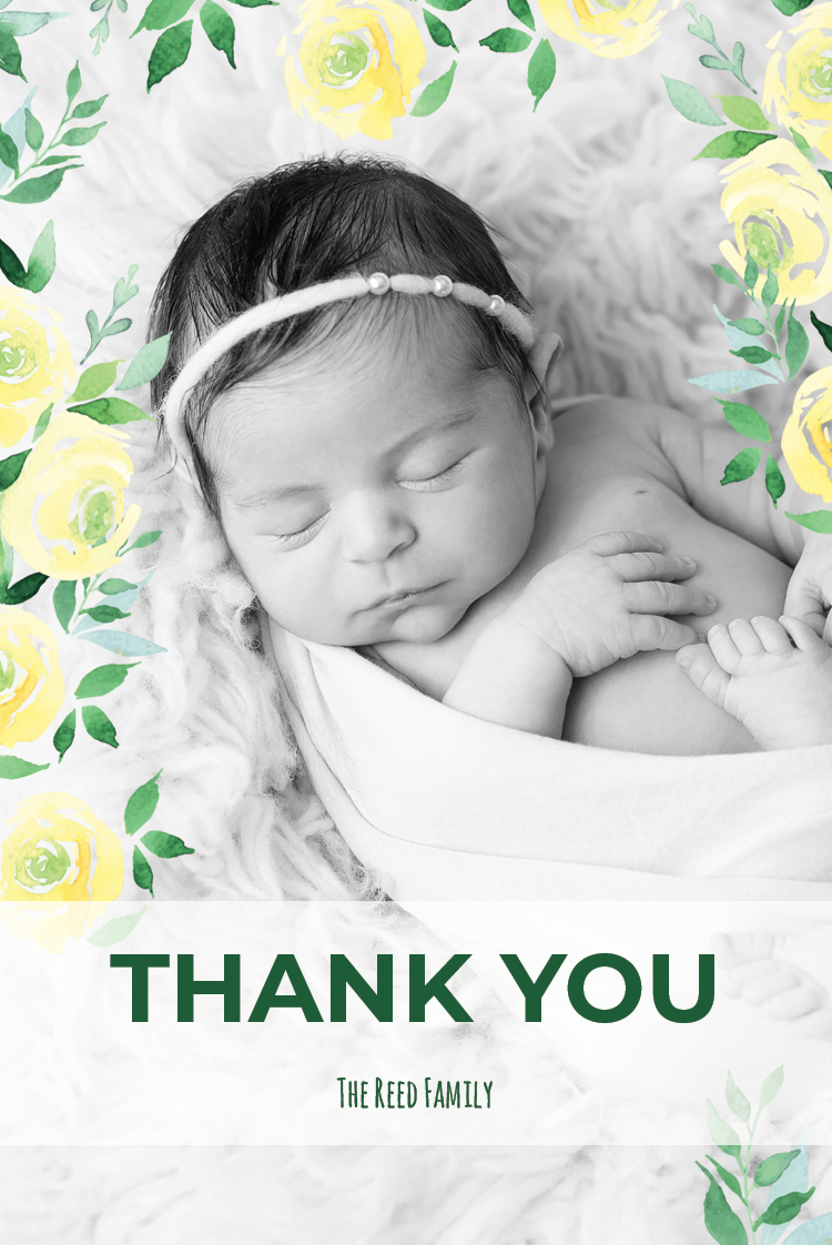 Thank you cards — Watercolour yellow flowers