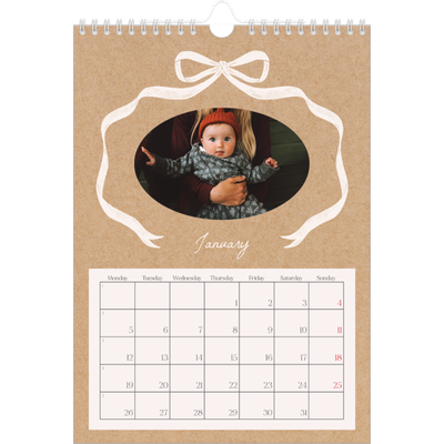 A4 Photo Calendar — Kraft and bow [January]