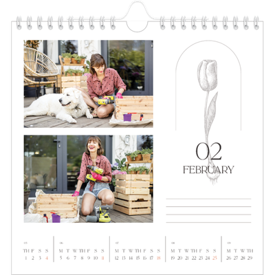 Square calendars  — Simple botanical [February]