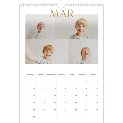 A3 photo calendars — Big gold text [March]