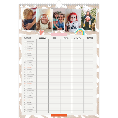 A3 Family Planner — Rustic Planner - Family of 5 [January]