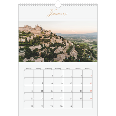 A3 photo calendars — Gold script banner [January]