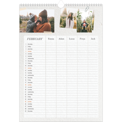 A3 Family Planner — Crafted Planner - Family of 5 [February]