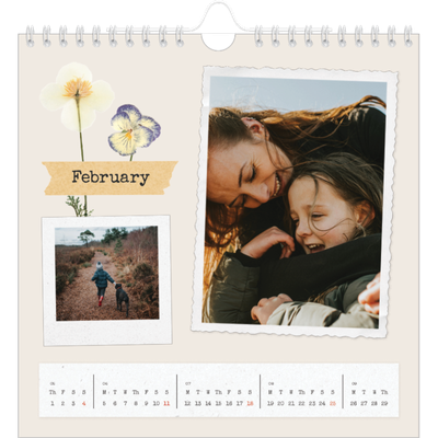 Square calendars  — Vintage scrapbooking [February]