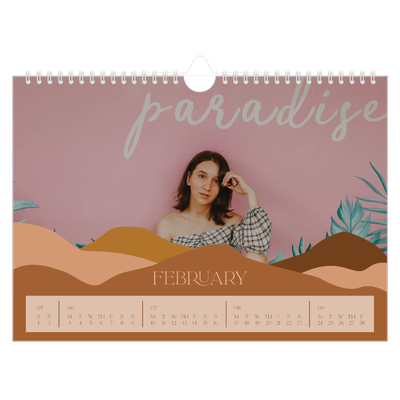 A4 Landscape Photo Calendar — Neutral mountains [February]