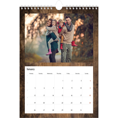 A4 Photo Calendar — Wood [January]