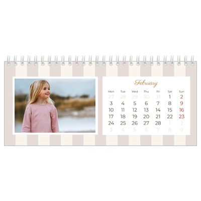 Desk calendars — Script and stripes [February]