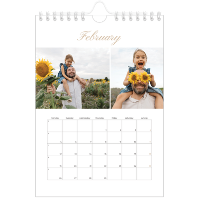 A5 Photo Calendar — Photo strip boxes [February]