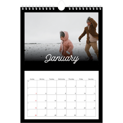 A4 Photo Calendar — Black minimal [January]