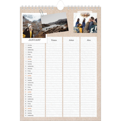 A4 Family Planner — Crafted Planner - Family of 3 [January]