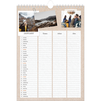A4 Photo Calendar — Crafted Planner - Family of 3