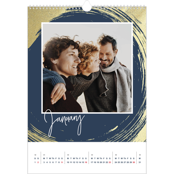 A3 Photo Calendar — Gold brush backgrounds