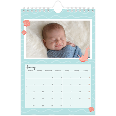 A5 Photo Calendar — Cute animals [January]