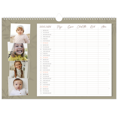 Family Planners A3 Landscape — Down to earth Planner - Family of 5 [January]