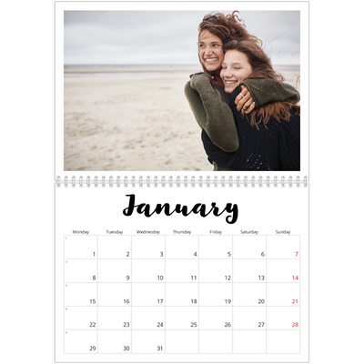 A4 Double Photo Calendar — Handwritten [January]