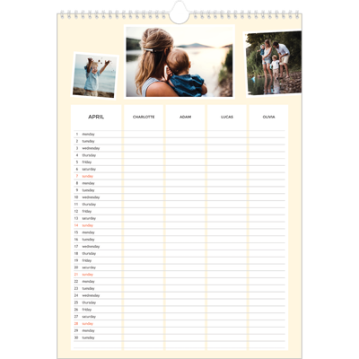 A3 Family Planner — Modern Planner - Family of 4 [April]