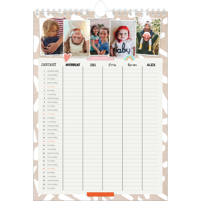 A4 Family Planner — Rustic Planner - Family of 5 [January]