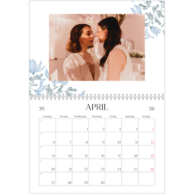 A4 Double Photo Calendar — Elegant floral [April]