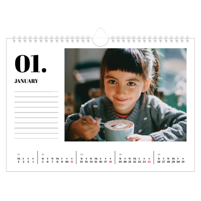 A4 Landscape Photo Calendar — Serif and moments [January]