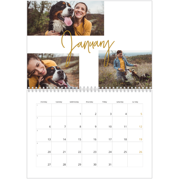 A4 Double Photo Calendar — Gold marker pen