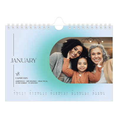 A5 Landscape Photo Calendar — Astrology gradients [January]