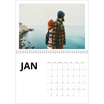 A4 Double Photo Calendar — White space [January]